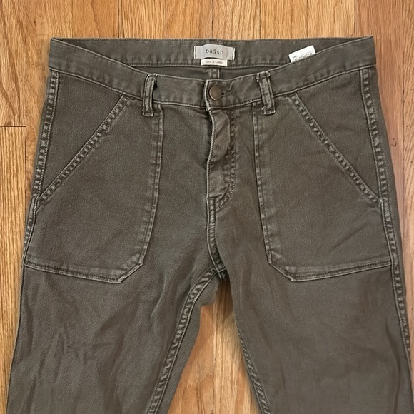Ba&sh sz 26 skinny jeans moss green ankle C Sally good pre owned thread loose - Picture 2 of 7